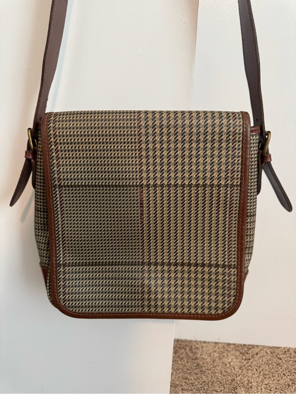 Ralph Lauren Plaid Shoulder Bag in Brown and Tan